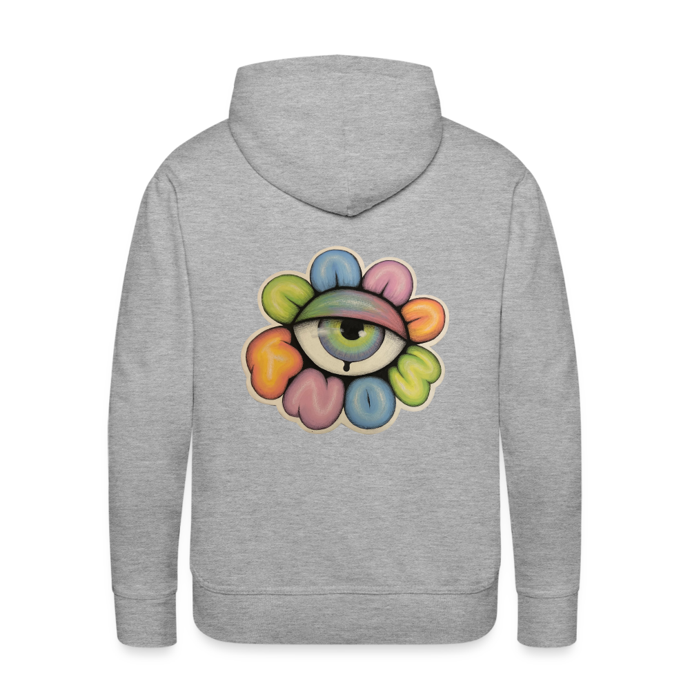Eye Know back - heather grey with eye know logo